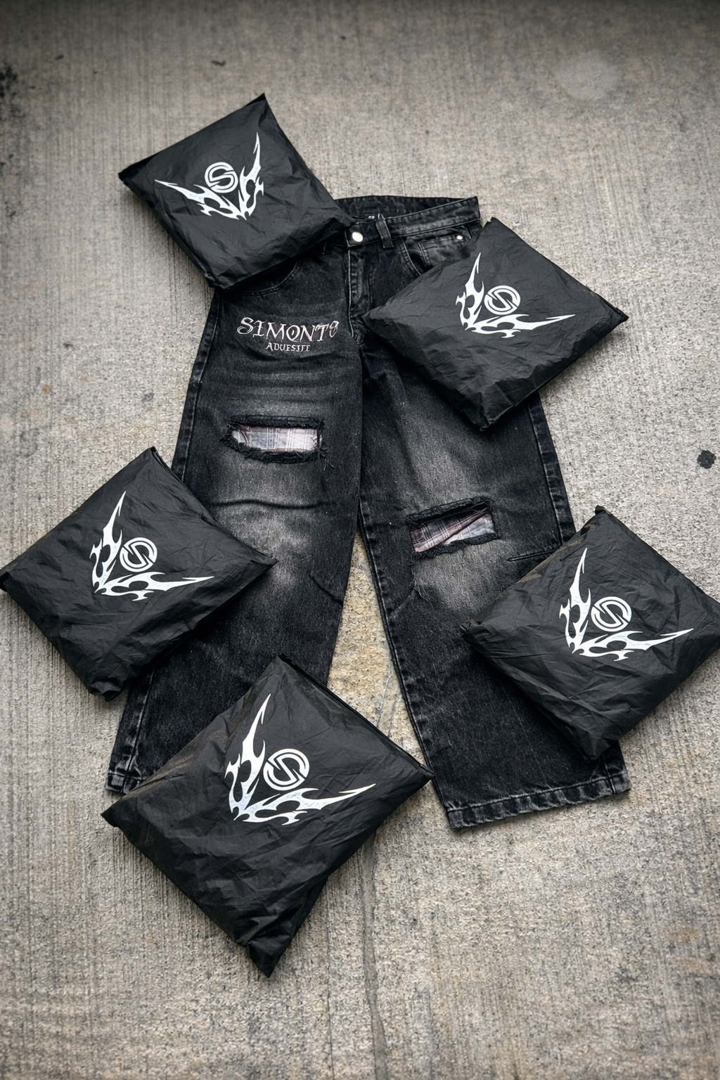 "AAO" Flannel Patched Denim